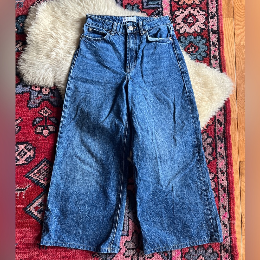 Zara cropped wide leg jeans
